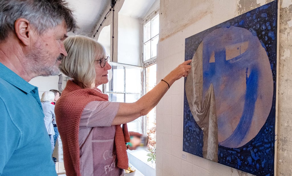 Sibylle und Hartmut Pentzek aus Zeitz gehörten Samstag zu den ersten Besuchern der Ausstellung „Odd Retina“. Die Schau mit ihren unterschiedlichen Stilrichtungen sei sehr schön und Pentzeks empfehlen einen Besuch.