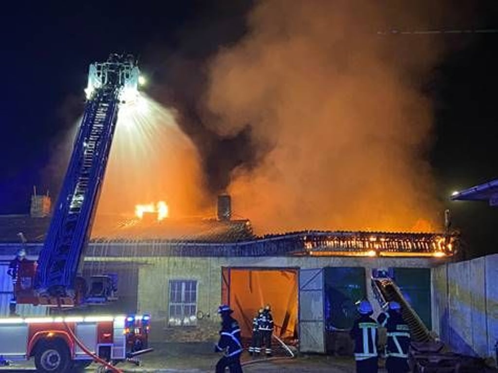 Großbrand in Gardelegen. Eine Lagerhalle der Magdeburger Getreidegesellschaft an der Pfahlweide in Gardelegen stand lichterloh in Flammen.