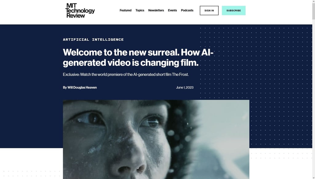 Große Augen: Dass und wie sich Künstliche Intelligenz inzwischen sogar am Kino versucht, lässt sich am Kurzfilm „The Frost“ nachvollziehen.