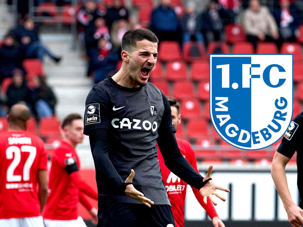 Andi Hoti im Trikot des SC Freiburg II bejubelt sein Tor gegen den Halleschen FC. Wechselt er zum 1. FC Magdeburg?