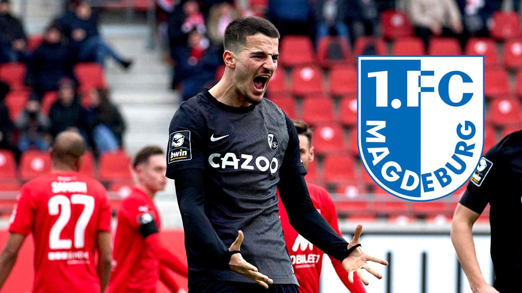 Andi Hoti im Trikot des SC Freiburg II bejubelt sein Tor gegen den Halleschen FC. Wechselt er zum 1. FC Magdeburg?