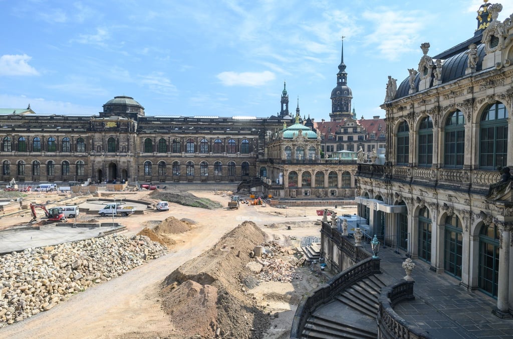 Blick auf die Baustelle im Dresdner Zwinger.