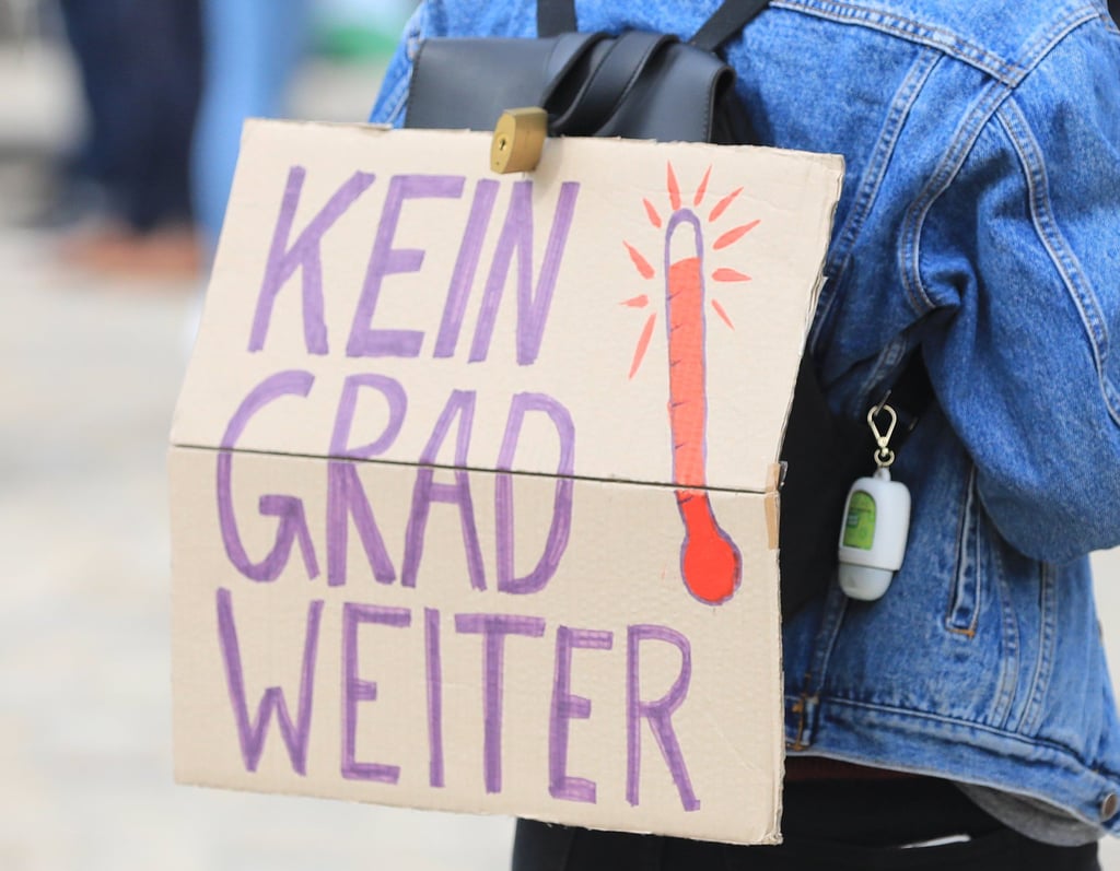 Demonstrant mit Ansage auf dem Magdeburger Domplatz – Archivsaufnahme von einem Fridays-For-Future-Aktionstag im September 2020.