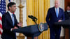 Großbritanniens Premierminister Rishi Sunak und US-Präsident Joe Biden geben eine Pressekonferenz im Weißen Haus.