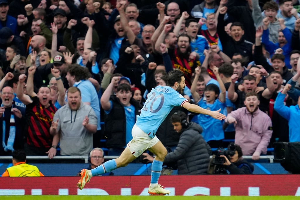 Bernardo Silva von Manchester City jubelt über seinen Treffer zum 1:0.