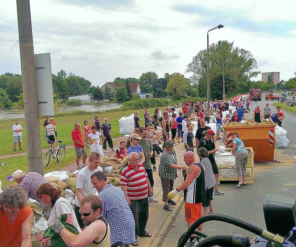Die Mulde war gestrichen voll, als die Helfer auf der Ludwigshafener Straße zupackten.