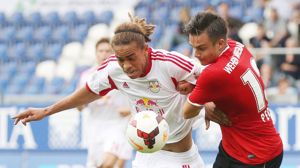 Der junge Yussuf Poulsen im Drittligaspiel gegen Wehen Wiesbaden.