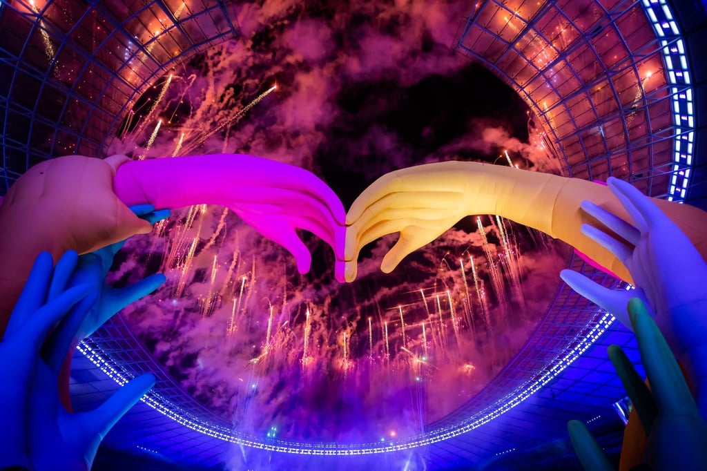 Feuerwerk bei der Eröffnungsfeier der Special Olympics World Games Berlin 2023.