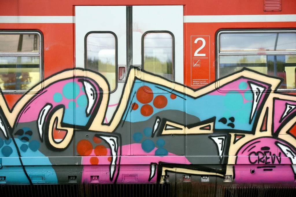 Graffiti ist auf der Außenseite einer S-Bahn zu sehen.