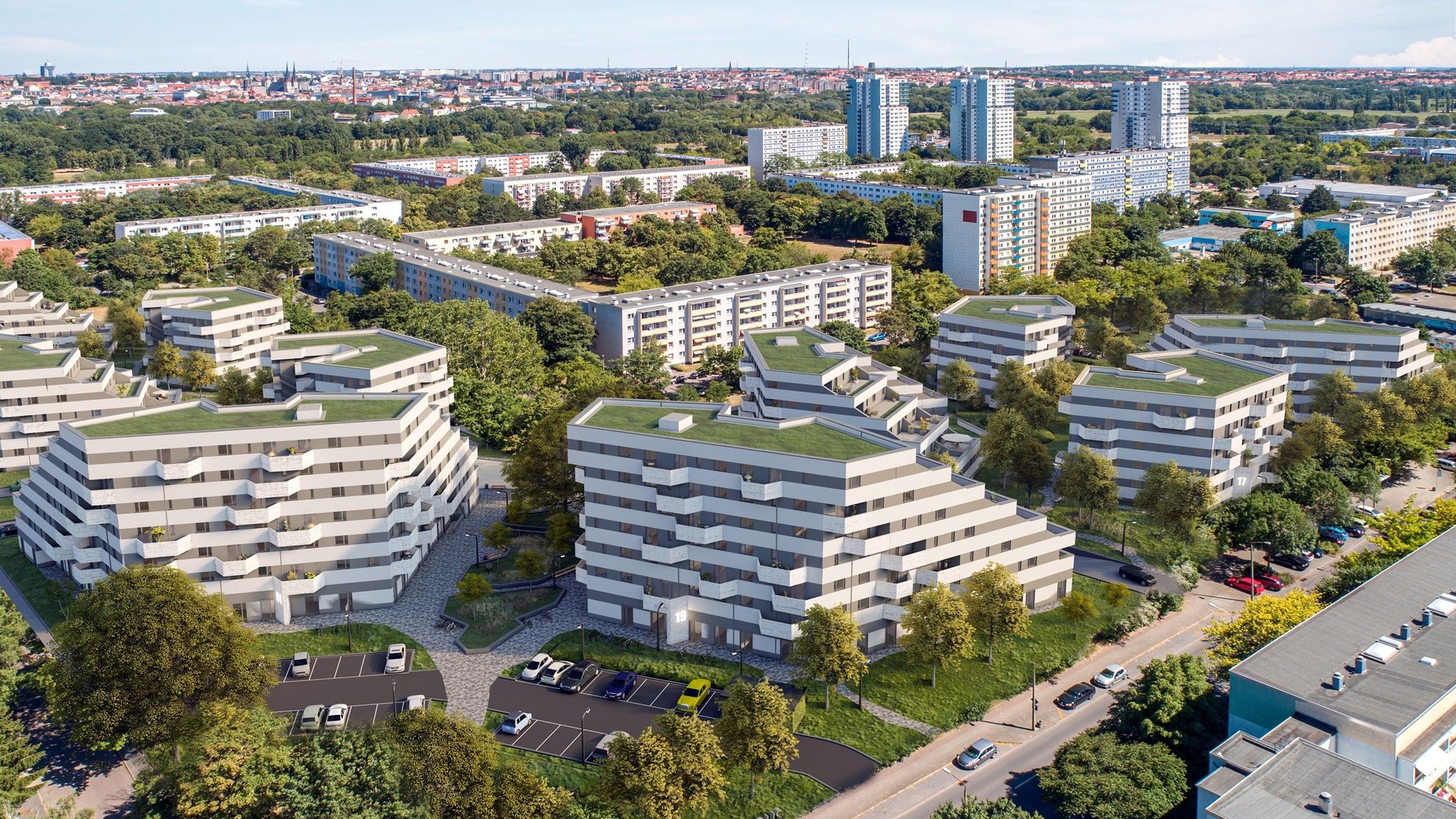Wohnungsbau Halle Erstes Richtfest an den „Pyramiden“ von Neustadt