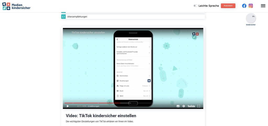 Natürlich gibt es auch Tipps, wie man Tiktok absichert so gut es geht. Und das - wie bei den meisten Anleitungen - auch als Video.