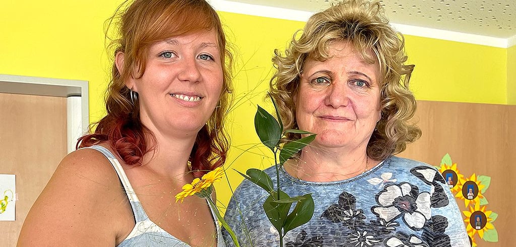 Kita-Leiterin Lisa Hüttenrauch verabschiedete Ute Ballerstädt in den Ruhestand.