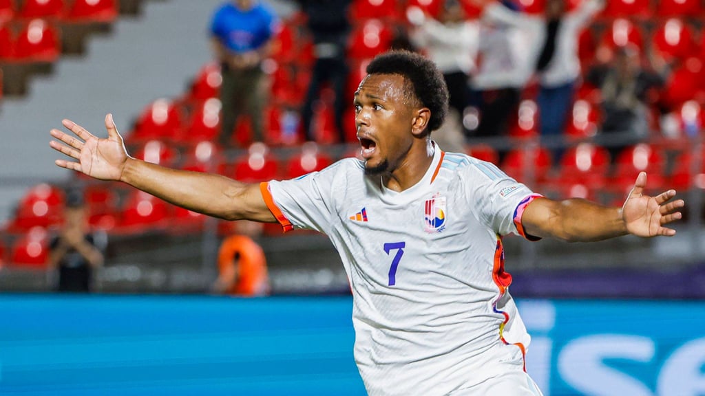 Belgiens Lois Openda ärgert sich über sein aberkanntes Tor gegen Portugal.