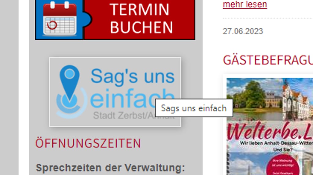 Über das Online-Portal "Sag's uns einfach" können Zerbster der Verwaltung Hinweise geben. Doch es gibt Kritik.