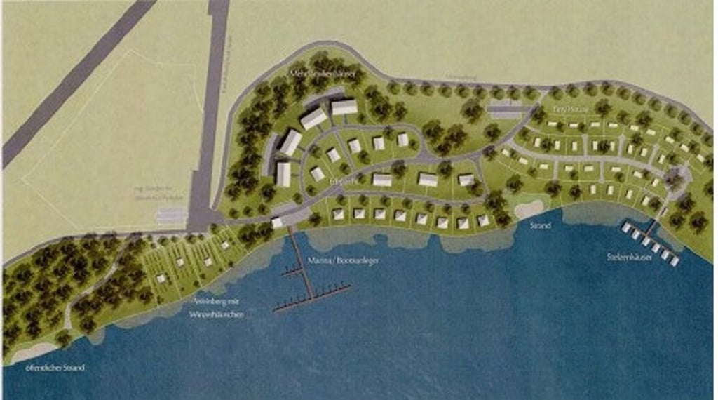 Mehr- und Einfamilienhäuser, Tiny-House-Siedlung, Marina und mehr: das alles könnte am Hänicher Südstrand entstehen.