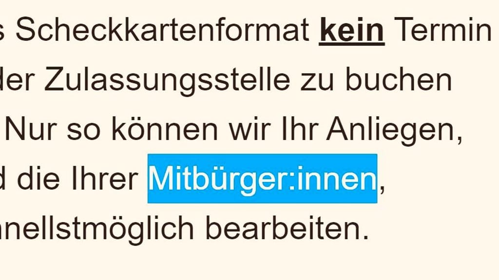 Noch auf der Webseite des Saalekreises zu finden, ab nicht länger erlaubt: Gegenderte Wörter wie "Mitbürger:innen".