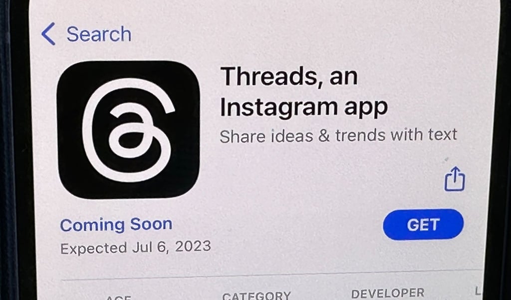 Die Ankündigung der Social-Media-App Threads wird im US-amerikanischen App Store von Apple angezeigt.