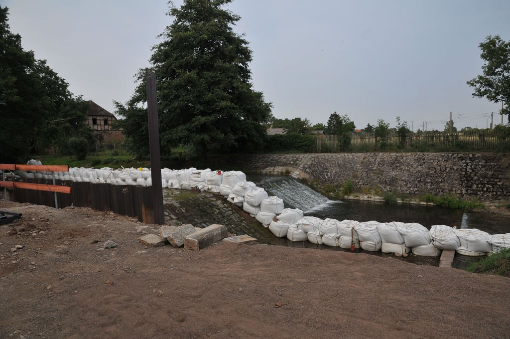 Das Wehr der Thyra in Berga wird saniert.