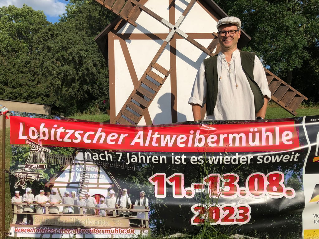 Lars Schiefner ist der Obermüller bei der diesjährigen Lobitzscher Altweibermühle.