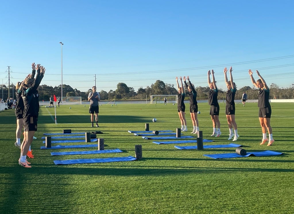 Die DFB-Spielerinnen beim ersten Training in Wyong.