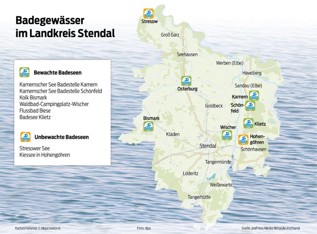 Badestellen gibt es im Landkreis Stendal einige. Nicht alle sind jedoch bewacht.