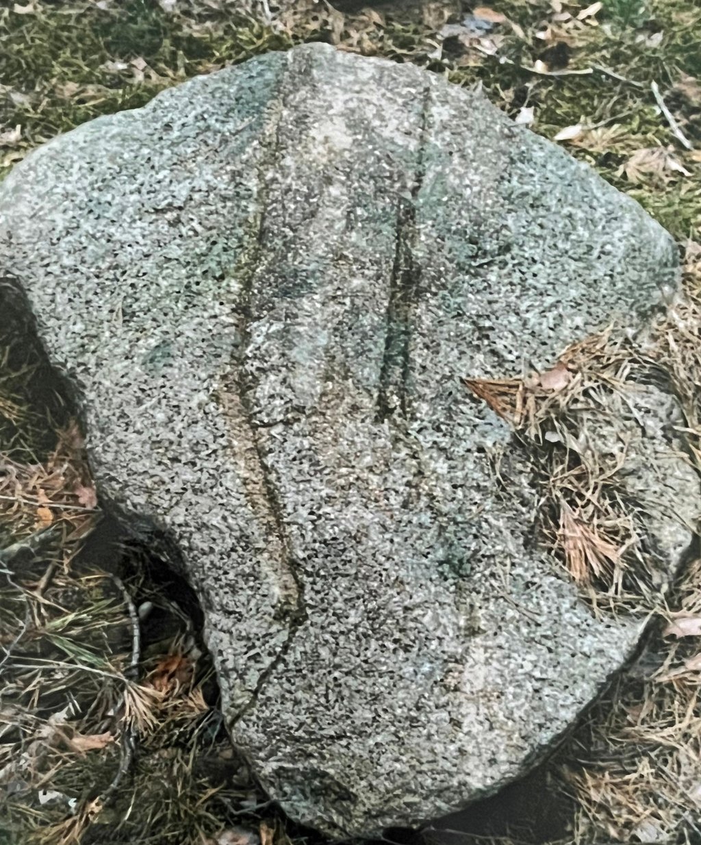 Der Rillenstein vom Strepel mit seinen Markierungen.