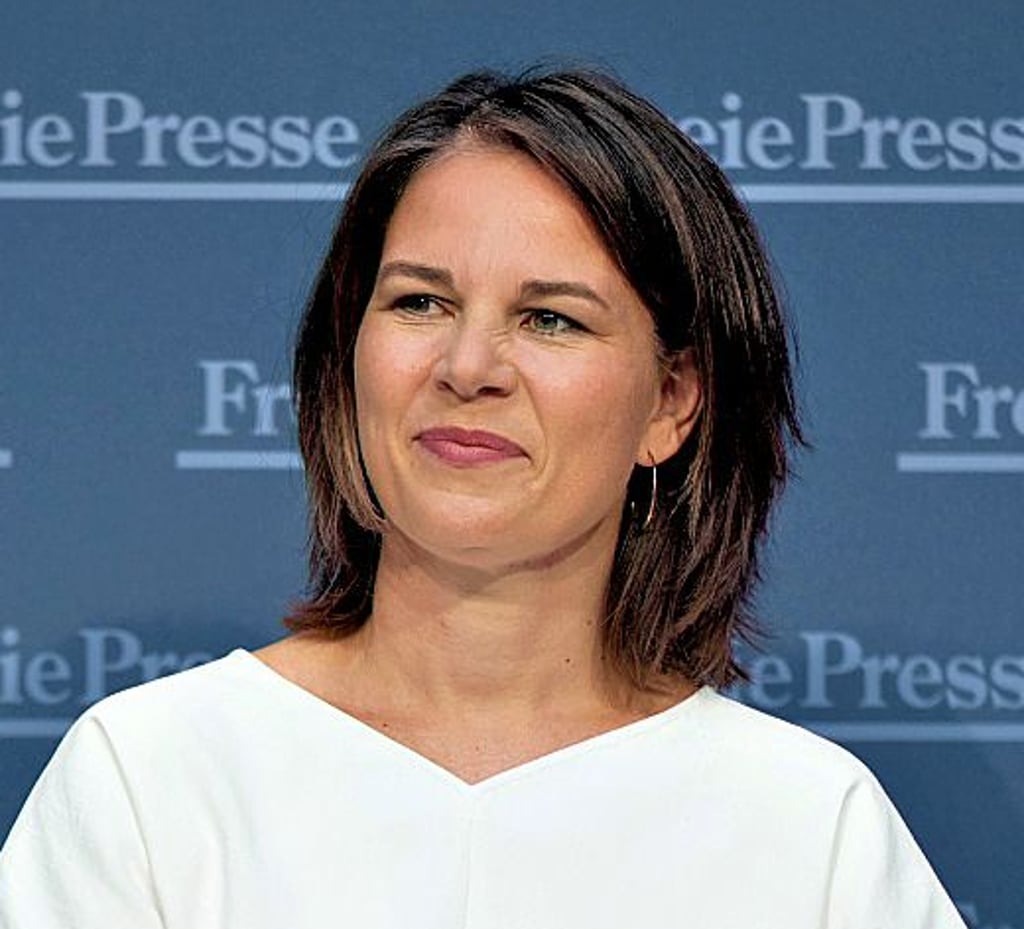 Außenministerin Annalena Baerbock am Freitag bei einer Diskussionsrunde in Chemnitz.