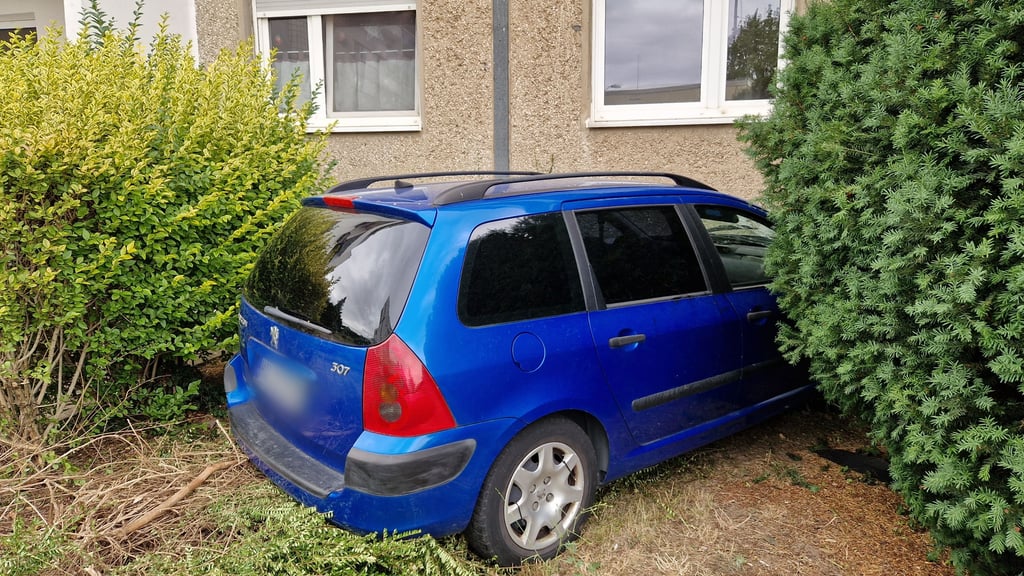 Der Peugeot krachte gegen eine Hauswand.