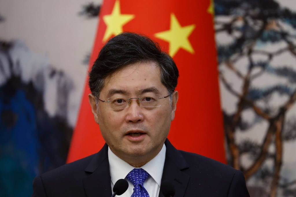Chinas Außenminister Qin Gang bei einer Pressekonferenz in Peking im Mai.