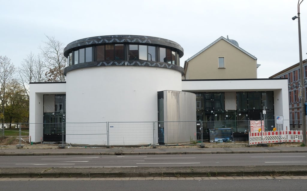 Der Rohbau der zukünftigen Synagoge in Dessau.