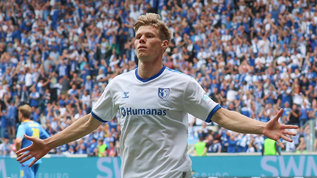 FCM gegen BTSV: Magdeburgs Stürmer Luca Schuler traf zum zwischenzeitlichen 1:0 für seine Farben.