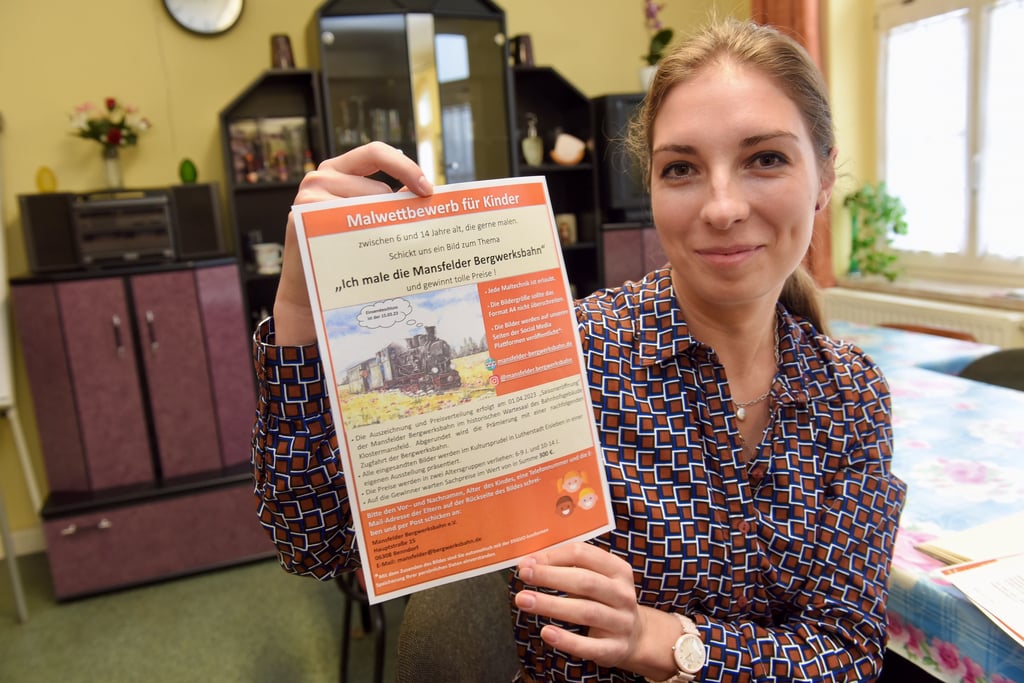 Margarita Andres vom Verein Mansfelder Bergwerksbahn hat einen Malwettbewerb für Kinder initiiert.