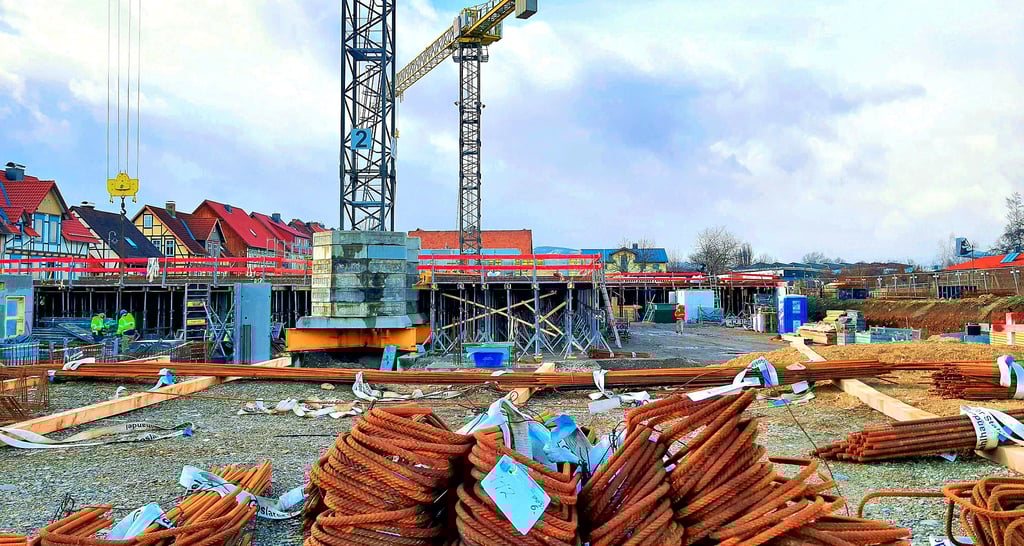 Großbaustelle mitten in Wernigerode: Die Wohnungsgenossenschaft baut in der Georgiistraße für 27 Millionen Euro 80 neue Wohnungen.