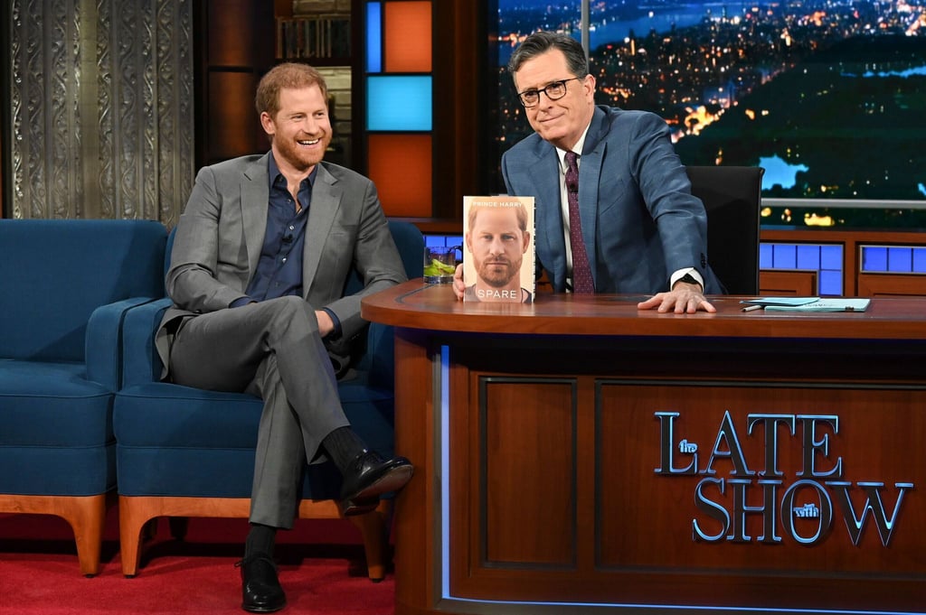 Prinz Harry (l) zu Gast bei Stephen Colbert in „The Late Show“.