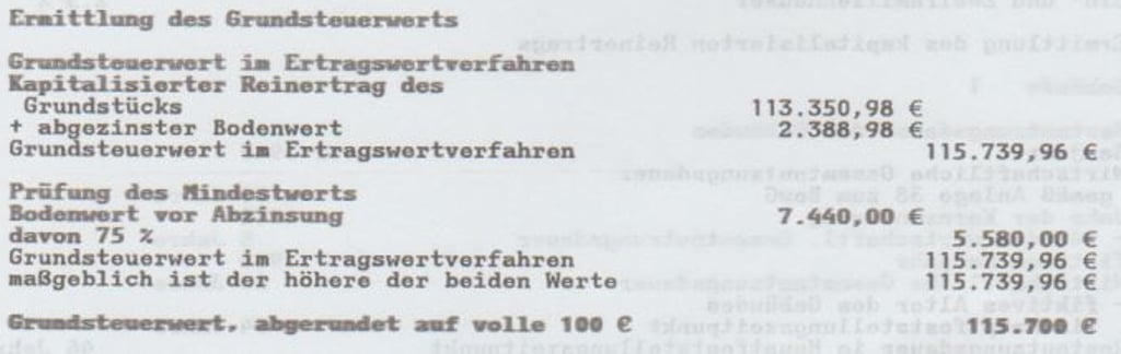 Auszug aus dem Grundsteuerbescheid eines 87-Quadratmeter-Hauses in Sangerhausen.