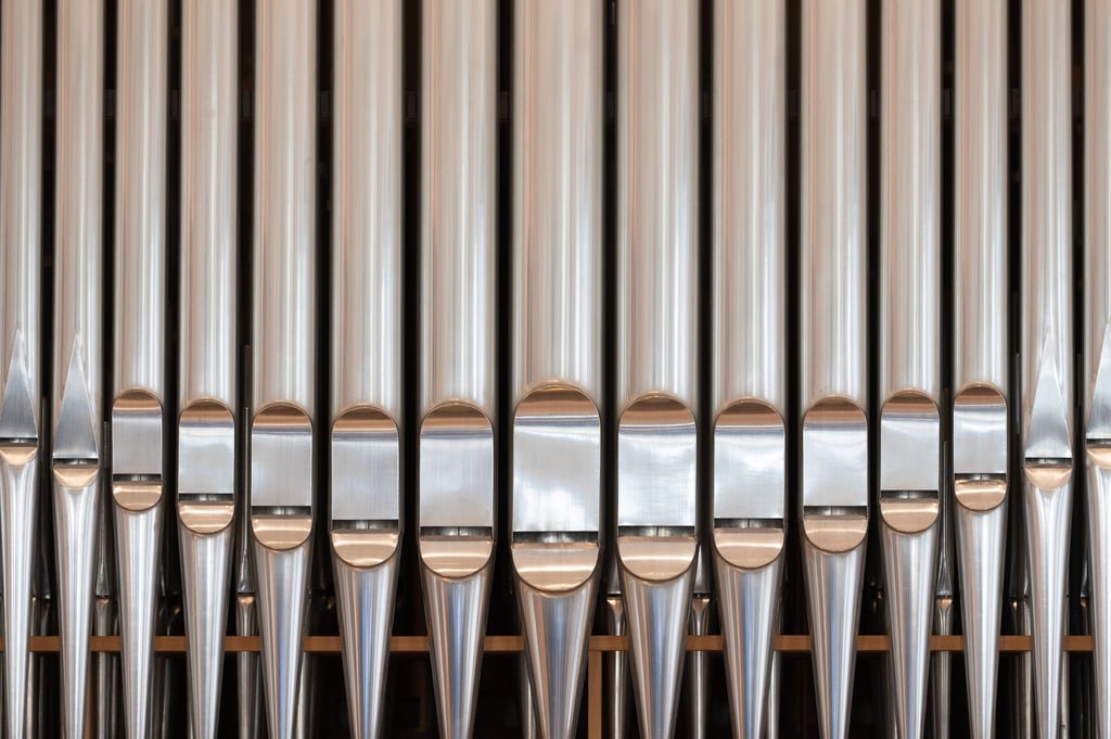 Blick auf Orgelpfeifen an einer detailgetreuen Kopie der Silbermann-Orgel des Bremer Doms.