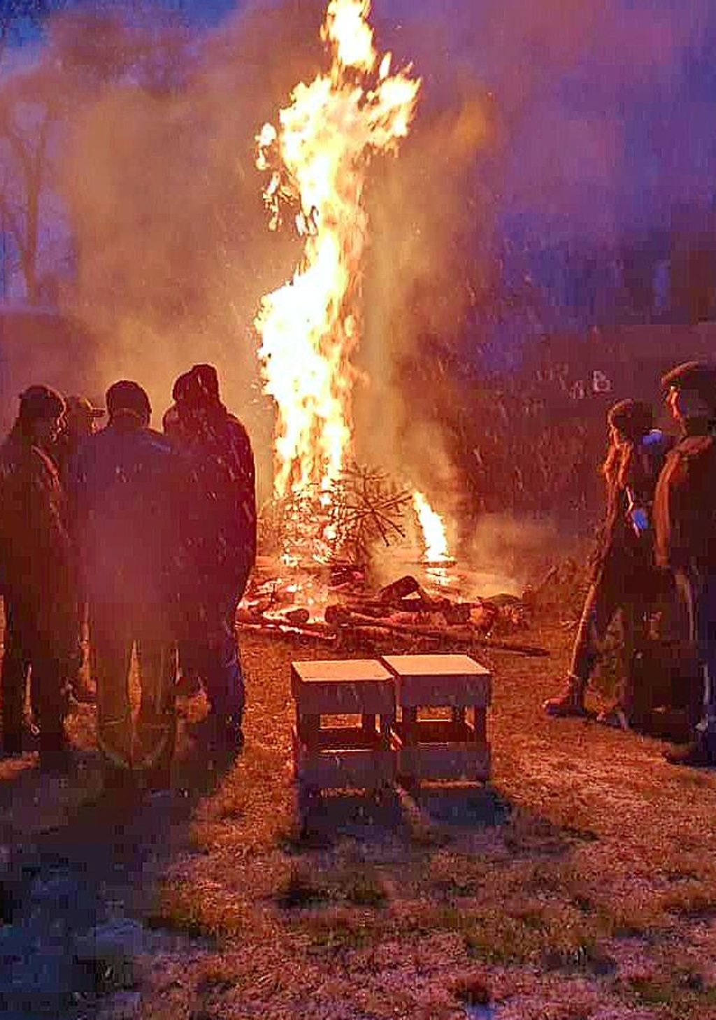 Abschied von den Weihnachtsbäumen: Beim Knutfest des MTS-Vereins Mark Zwuschen sorgen sie noch einmal für wohlige Wärme.