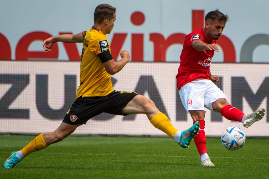 Das Hinspiel in Halle verloren Nico Hug und der HFC gegen Dynamo Dresden.