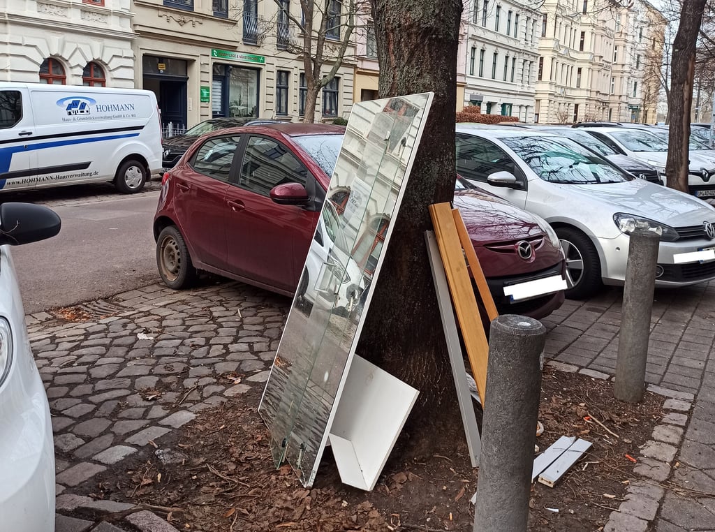 Blick in die Immermannstraße. Immer wieder wird hier Sperrmüll auch auf Baumscheiben abgelagert.