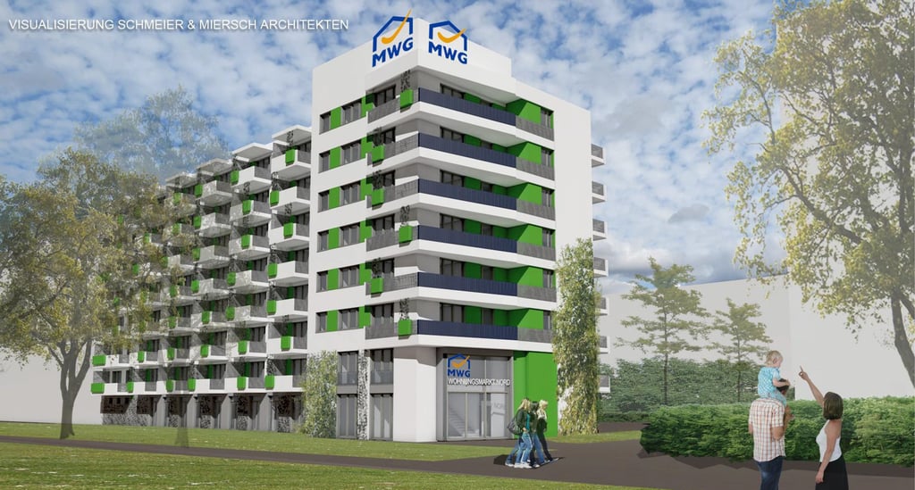 So soll der Neubau der MWG-Genossenschaft in Magdeburg-Nord aussehen.