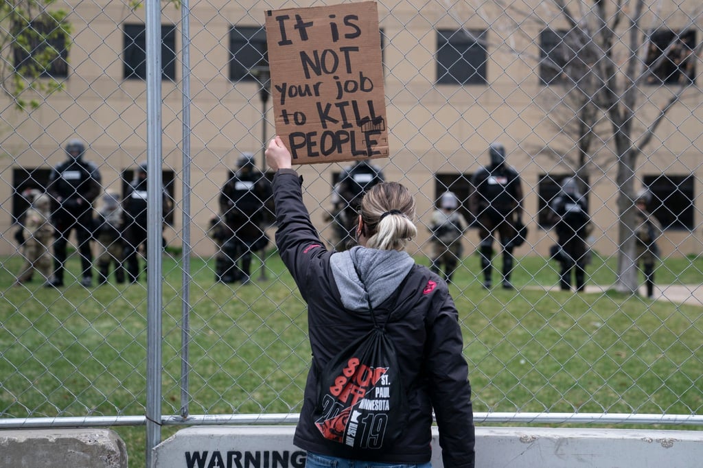 Eine Protestaktion in Minneapolis nach dem Tod von Daunte Wright: „Es ist nicht euer Job, Menschen zu töten“.