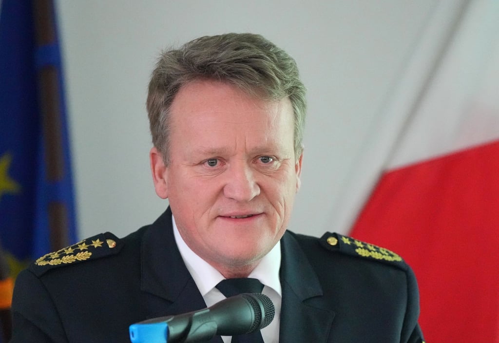 Jörg Kubiessa, Polizeipräsident in Sachsen, spricht während der Festveranstaltung zum 15-jährigen Bestehen des Gemeinsamen Zentrums der deutsch-polnischen Polizei.