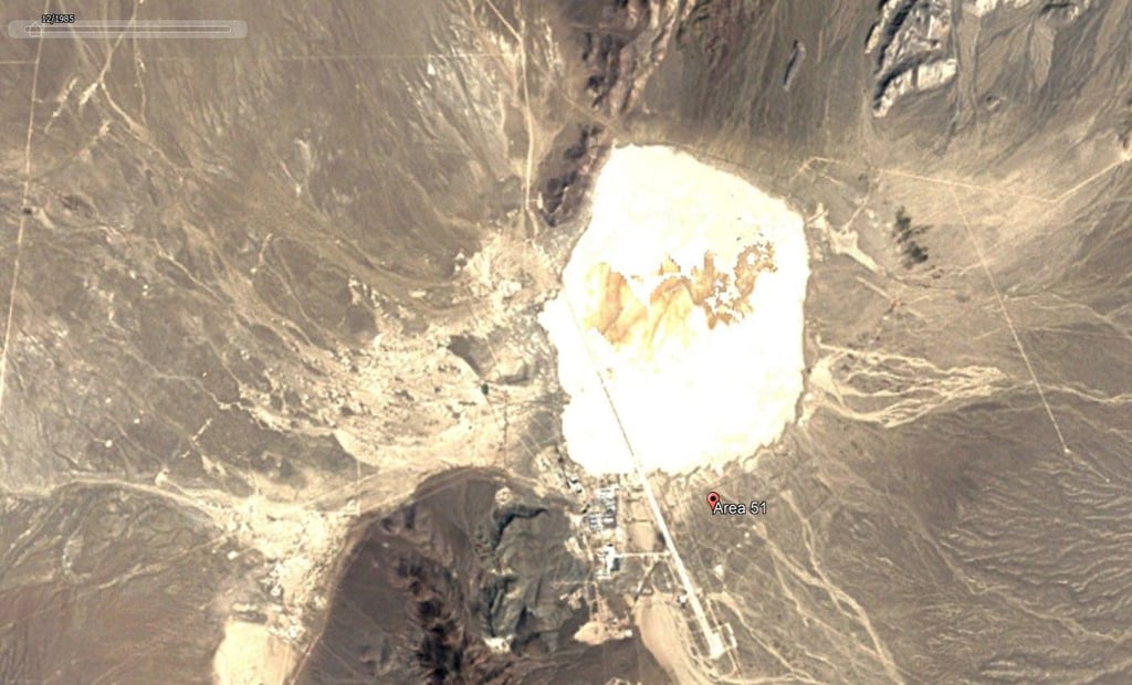 Die sagenumwobene Area 51 in Nevada 1985, als das Testgelände noch geheimnisumwittert war.