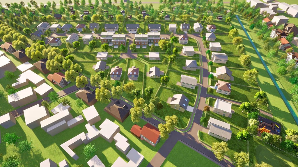 Auf dem bisher unbebauten Acker im Süden von Magdeburg sollen Einfamilien-, Doppel- und Reihenhäuser errichtet werden. Auch ein Spielplatz ist geplant.