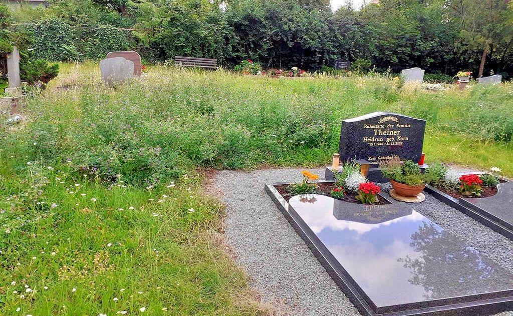 Nicht zufrieden sind Sven Theiner und seine Tante Christiane Sims mit dem Zustand des Friedhofs in Rathmannsdorf. Ihr Vorwurf: Das Umfeld des Grabes sei stark verwildert.