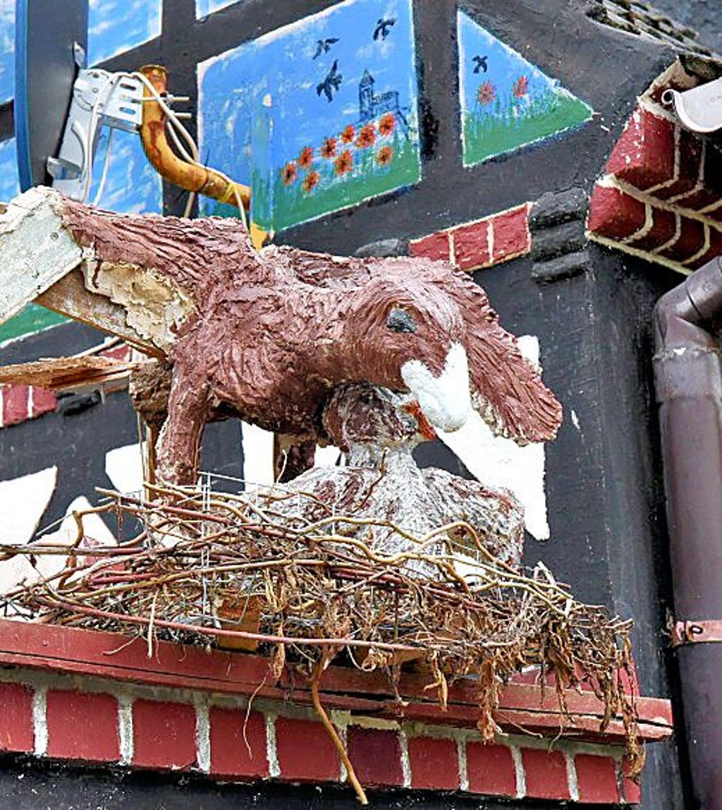 Das Original brütet unweit des Ortes in einem hohen Baum.