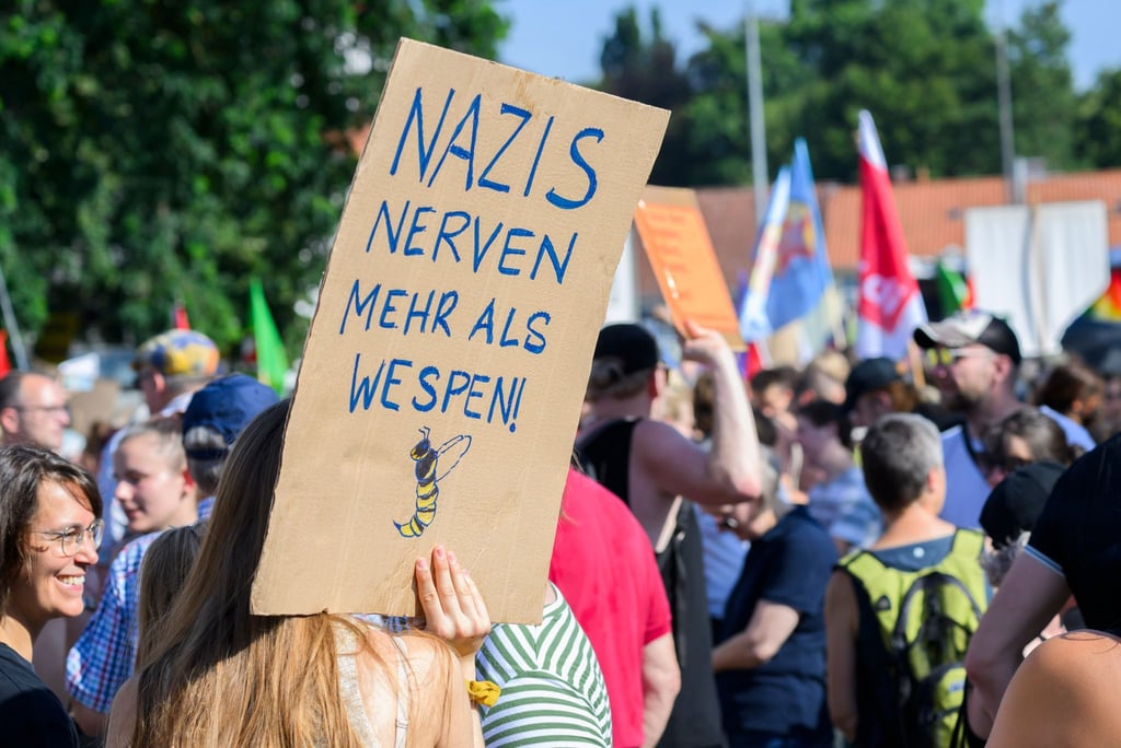 Demonstration gegen den Landesparteitag der AfD Niedersachsen in der Congress Union Celle.