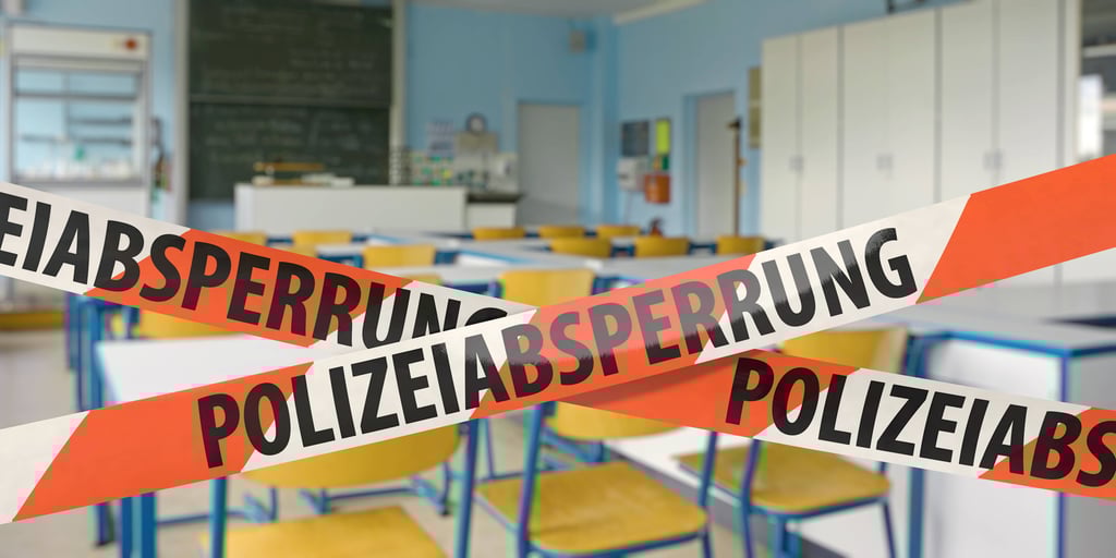 Polizeiabsperrung in einer Schule: Bei Einbrüchen in Schulen in Sachsen-Anhalt entstand zuletzt ein Schaden von mehr als 100.000 Euro.