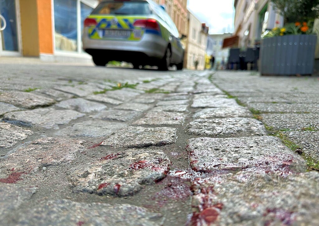 Eine deutliche Blutspur gab es gestern Vormittag in der Wilhelm-Loewe-Straße vor einer Pizzeria. Vor dem Laden hatte es offenbar zuvor eine gewalttätige Auseiandersetzung gegeben.