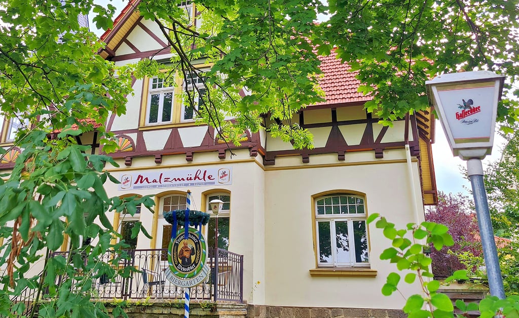 Aktuell ist von der Straße aus nicht viel zu sehen von der Villa an der Malzmühle 1a. Der historische Fachwerkbau steht zum Verkauf.